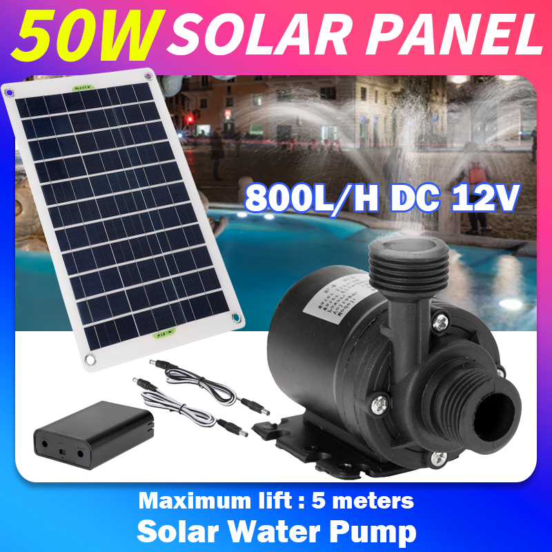 Solar Pool Pump Kit - 50W 12V Niskoszumowa pompa bezszczotkowa Zewnętrzna